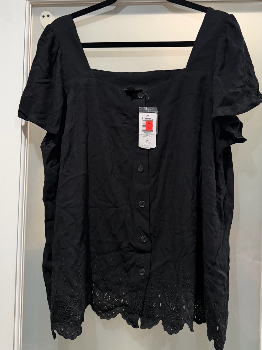 Torrid Washable Gauze Square Neck Eyelet Top